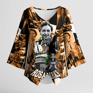 Rosa Parks Kimono Sleeve Blouse Sepia Collage Design Civil Rights Icon I Believe There Is Only One Race Quote - African Pride