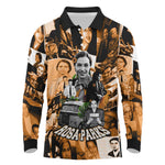 Rosa Parks Long Sleeve Polo Shirt Sepia Collage Design Civil Rights Icon I Believe There Is Only One Race Quote - African Pride