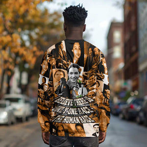 Rosa Parks Long Sleeve Shirt Sepia Collage Design Civil Rights Icon I Believe There Is Only One Race Quote - African Pride