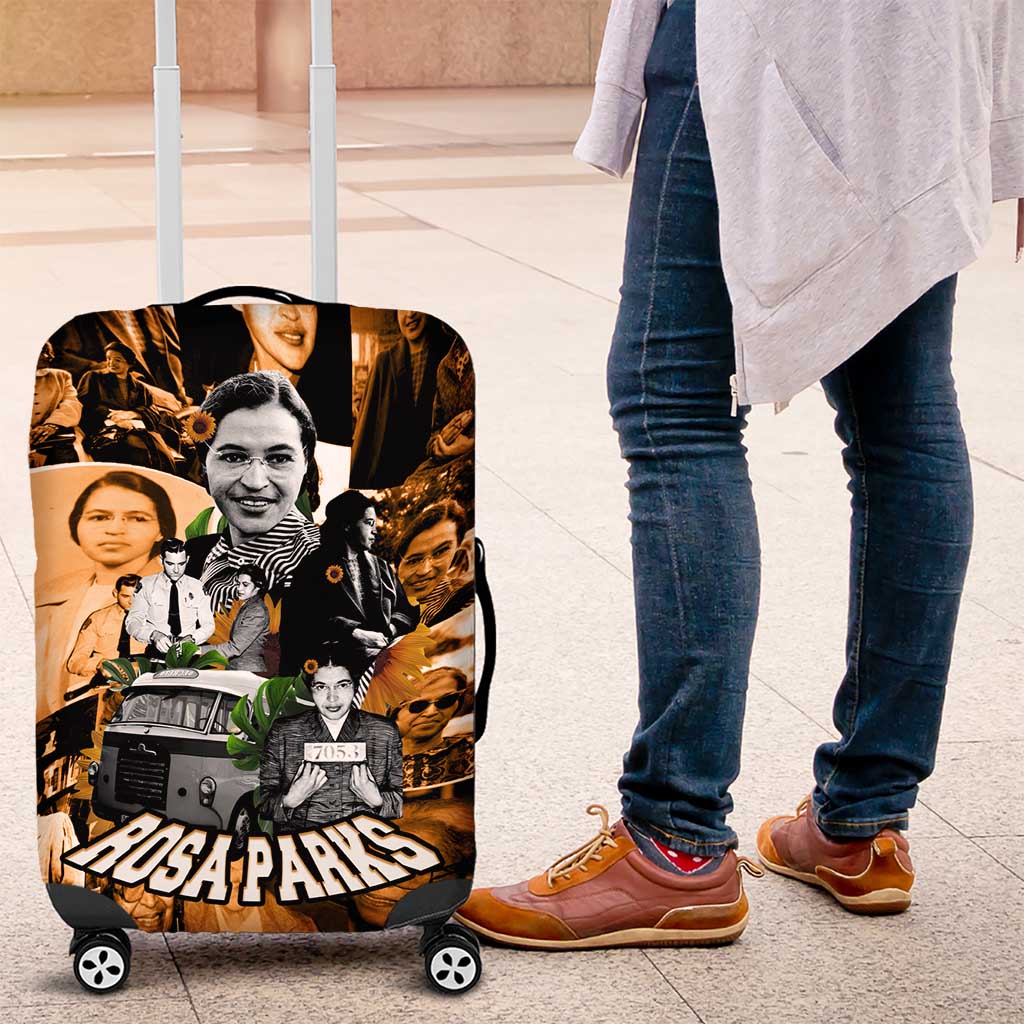 Rosa Parks Luggage Cover Sepia Collage Design Civil Rights Icon I Believe There Is Only One Race Quote - African Pride