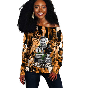Rosa Parks Off Shoulder Sweater Sepia Collage Design Civil Rights Icon I Believe There Is Only One Race Quote - African Pride