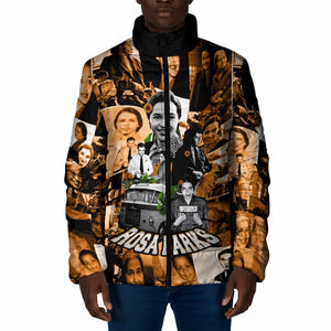 Rosa Parks Padded Jacket Sepia Collage Design Civil Rights Icon I Believe There Is Only One Race Quote - African Pride