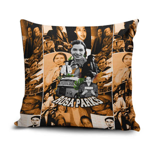 Rosa Parks Pillow Cover Sepia Collage Design Civil Rights Icon I Believe There Is Only One Race Quote - African Pride