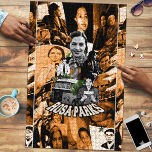Rosa Parks Puzzle Sepia Collage Design Civil Rights Icon I Believe There Is Only One Race Quote - African Pride