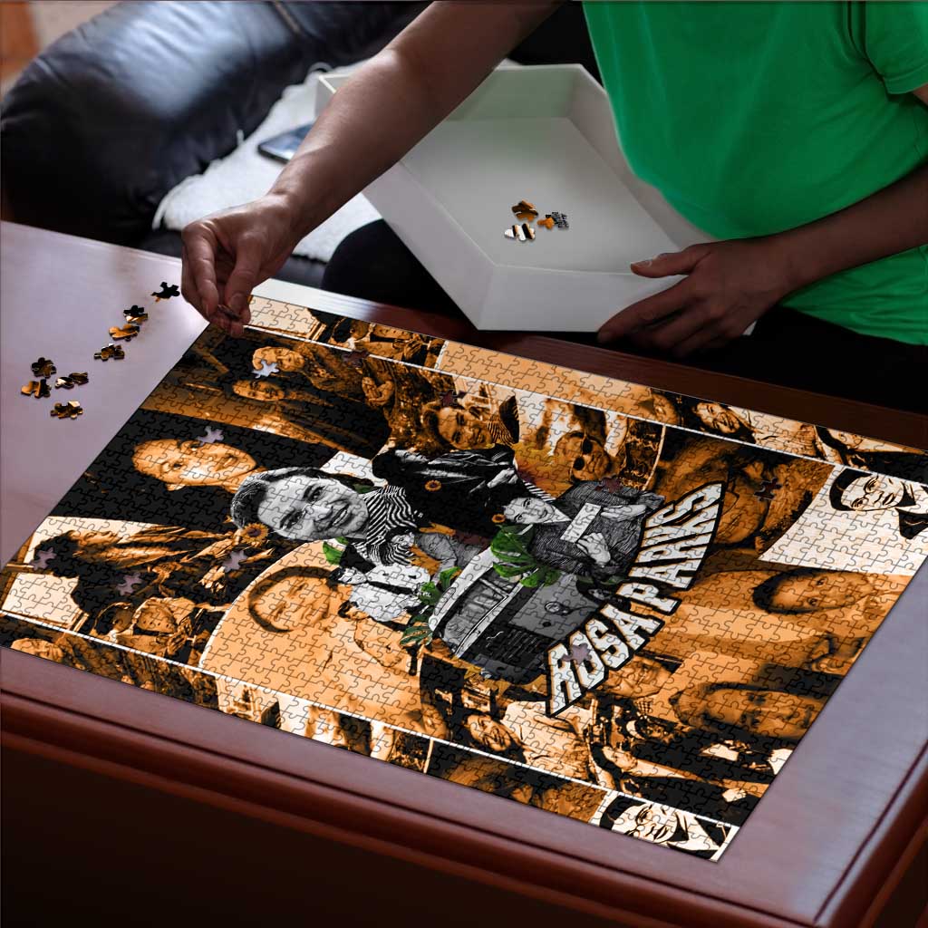 Rosa Parks Puzzle Sepia Collage Design Civil Rights Icon I Believe There Is Only One Race Quote - African Pride