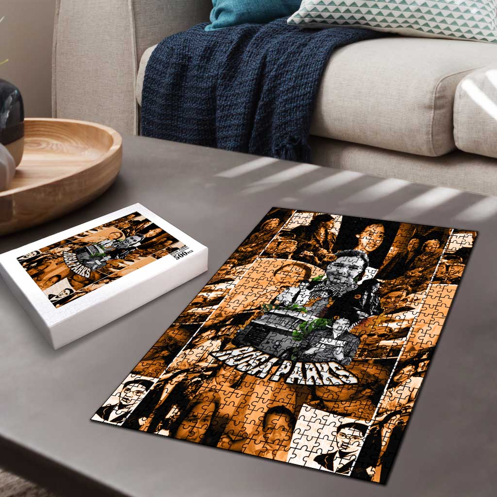 Rosa Parks Puzzle Sepia Collage Design Civil Rights Icon I Believe There Is Only One Race Quote - African Pride