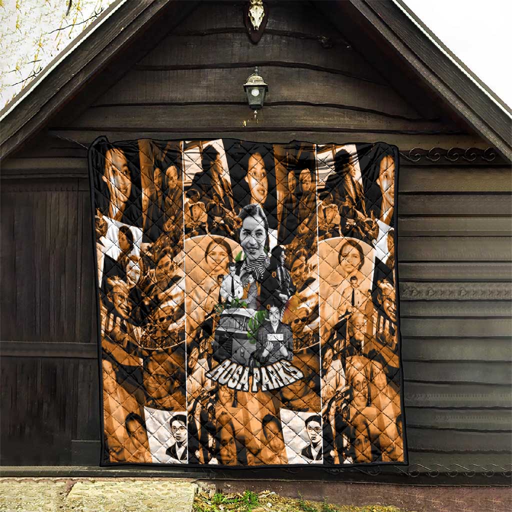 Rosa Parks Quilt Sepia Collage Design Civil Rights Icon I Believe There Is Only One Race Quote - African Pride