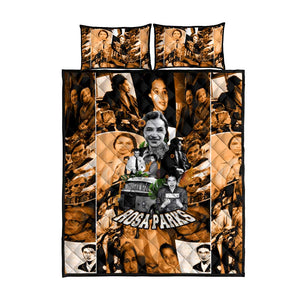 Rosa Parks Quilt Bed Set Sepia Collage Design Civil Rights Icon I Believe There Is Only One Race Quote - African Pride