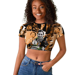 Rosa Parks Raglan Cropped T shirt Sepia Collage Design Civil Rights Icon I Believe There Is Only One Race Quote TS04