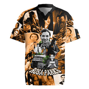 Rosa Parks Rugby Jersey Sepia Collage Design Civil Rights Icon I Believe There Is Only One Race Quote TS04