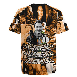 Rosa Parks Rugby Jersey Sepia Collage Design Civil Rights Icon I Believe There Is Only One Race Quote TS04