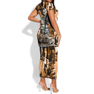 Rosa Parks Short Sleeve Bodycon Dress Sepia Collage Design Civil Rights Icon I Believe There Is Only One Race Quote TS04