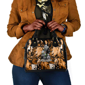 Rosa Parks Shoulder Handbag Sepia Collage Design Civil Rights Icon I Believe There Is Only One Race Quote - African Pride