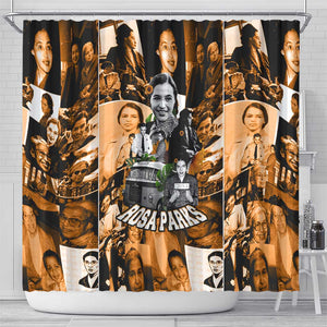 Rosa Parks Shower Curtain Sepia Collage Design Civil Rights Icon I Believe There Is Only One Race Quote - African Pride