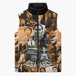 Rosa Parks Sleeveless Puffer Jacket Sepia Collage Design Civil Rights Icon I Believe There Is Only One Race Quote - African Pride