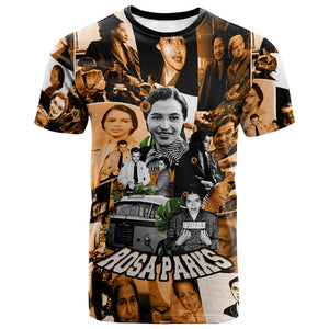 Rosa Parks T shirt Sepia Collage Design Civil Rights Icon I Believe There Is Only One Race Quote TS04