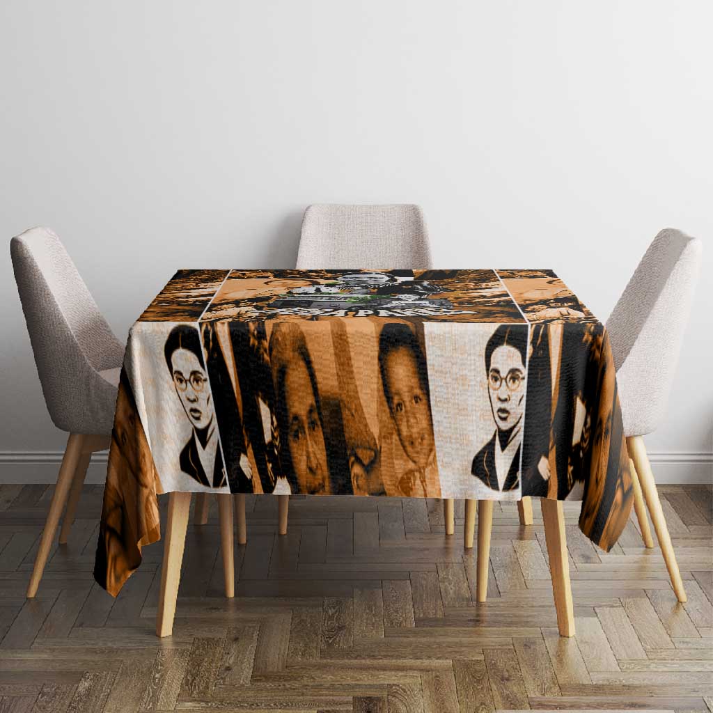 Rosa Parks Tablecloth Sepia Collage Design Civil Rights Icon I Believe There Is Only One Race Quote - African Pride