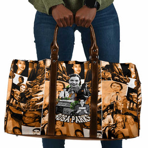 Rosa Parks Travel Bag Sepia Collage Design Civil Rights Icon I Believe There Is Only One Race Quote - African Pride