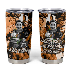 Rosa Parks Tumbler Cup Sepia Collage Design Civil Rights Icon I Believe There Is Only One Race Quote - African Pride