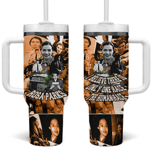 Rosa Parks Tumbler With Handle Sepia Collage Design Civil Rights Icon I Believe There Is Only One Race Quote - African Pride