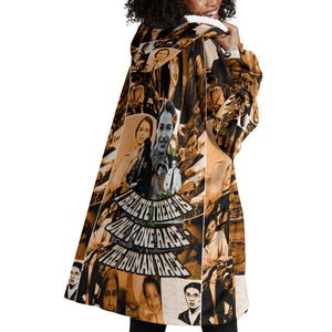 Rosa Parks Wearable Blanket Hoodie Sepia Collage Design Civil Rights Icon I Believe There Is Only One Race Quote - African Pride
