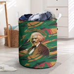 Frederick Douglass Laundry Basket Green Abstract Design Civil Rights Leader Quote on Race and Humanity - African Pride