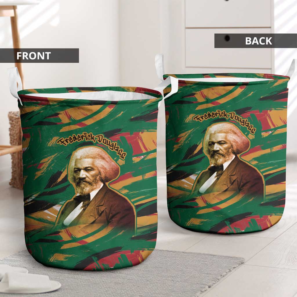 Frederick Douglass Laundry Basket Green Abstract Design Civil Rights Leader Quote on Race and Humanity - African Pride