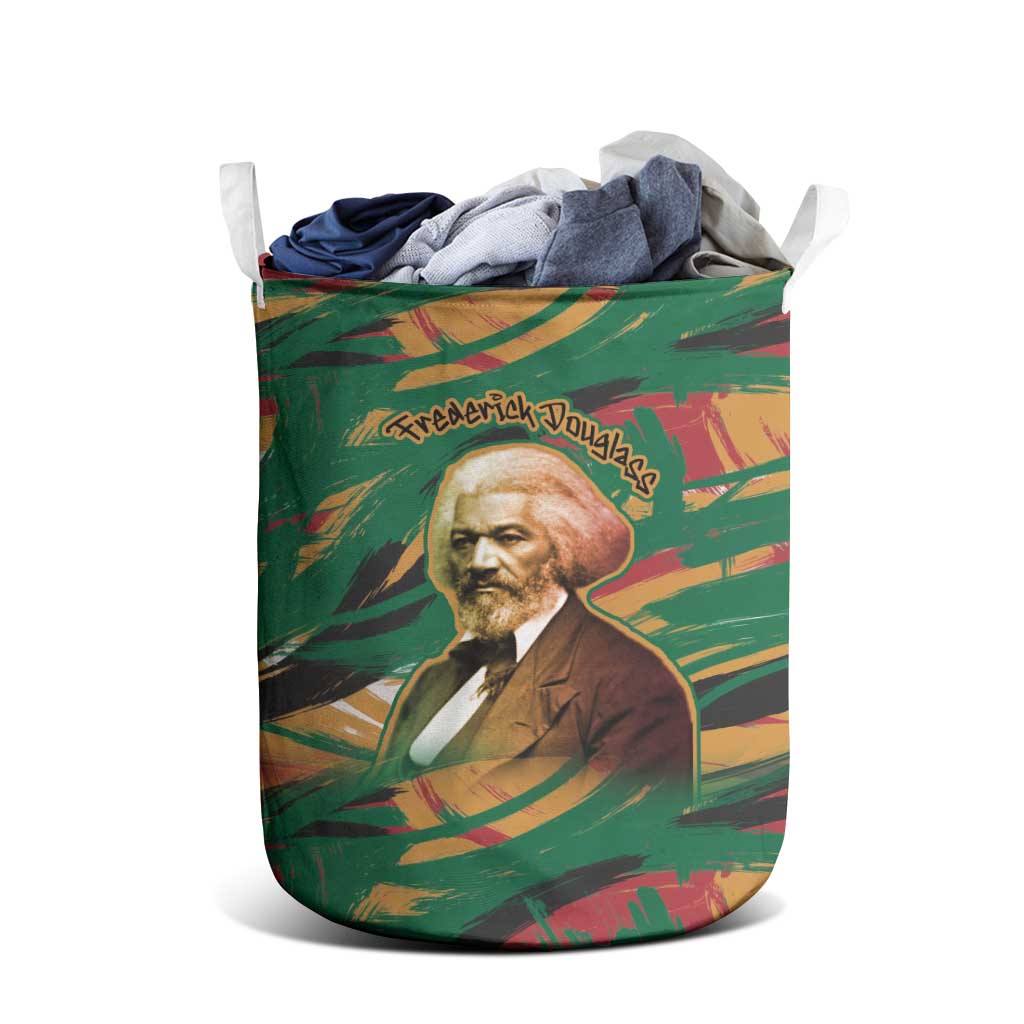Frederick Douglass Laundry Basket Green Abstract Design Civil Rights Leader Quote on Race and Humanity - African Pride