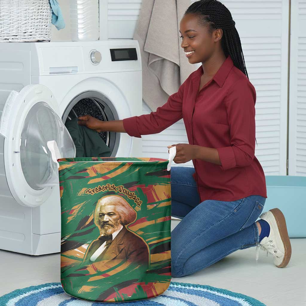 Frederick Douglass Laundry Basket Green Abstract Design Civil Rights Leader Quote on Race and Humanity - African Pride