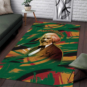 Frederick Douglass Area Rug Green Abstract Design Civil Rights Leader Quote on Race and Humanity - African Pride