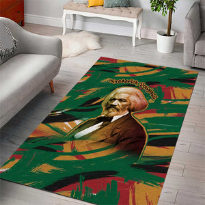 Frederick Douglass Area Rug Green Abstract Design Civil Rights Leader Quote on Race and Humanity - African Pride