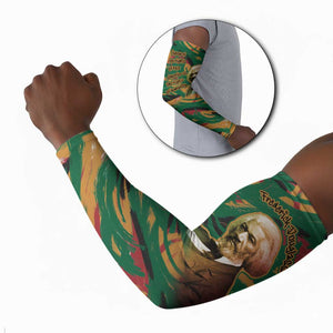 Frederick Douglass Arm Sleeves Green Abstract Design Civil Rights Leader Quote on Race and Humanity - African Pride