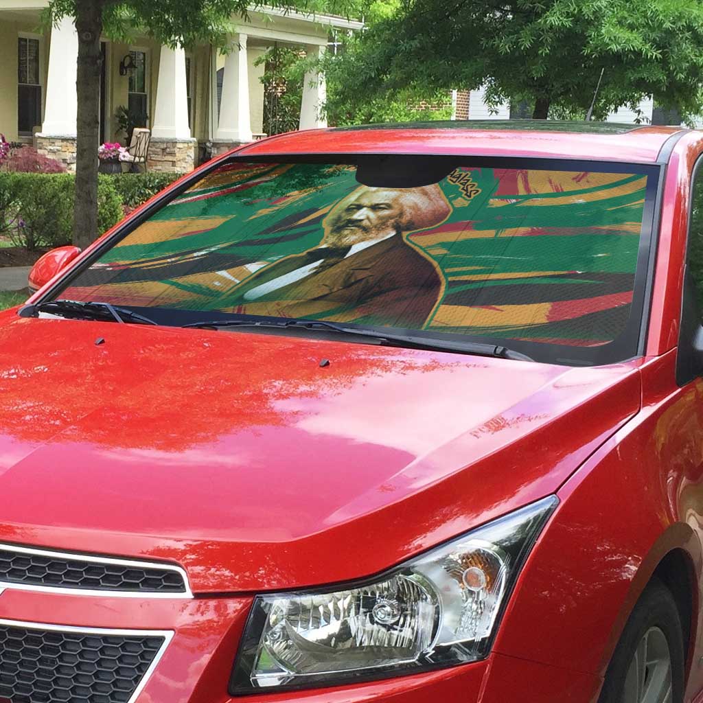 Frederick Douglass Auto Sun Shade Green Abstract Design Civil Rights Leader Quote on Race and Humanity - African Pride