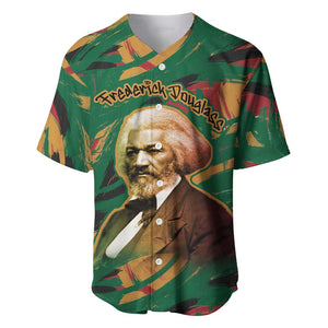 Frederick Douglass Baseball Jersey Green Abstract Design Civil Rights Leader Quote on Race and Humanity TS04