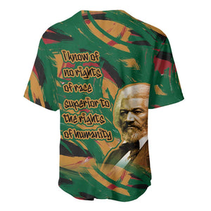Frederick Douglass Baseball Jersey Green Abstract Design Civil Rights Leader Quote on Race and Humanity TS04