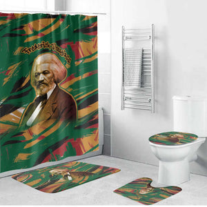 Frederick Douglass Bathroom Set Green Abstract Design Civil Rights Leader Quote on Race and Humanity - African Pride