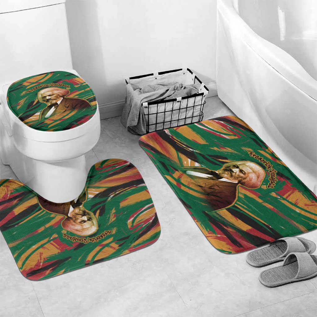 Frederick Douglass Bathroom Set Green Abstract Design Civil Rights Leader Quote on Race and Humanity - African Pride