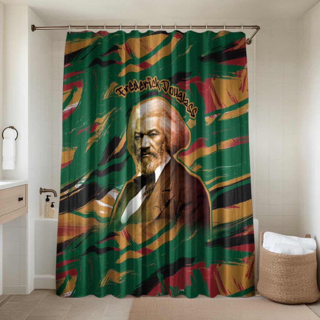 Frederick Douglass Bathroom Set Green Abstract Design Civil Rights Leader Quote on Race and Humanity - African Pride