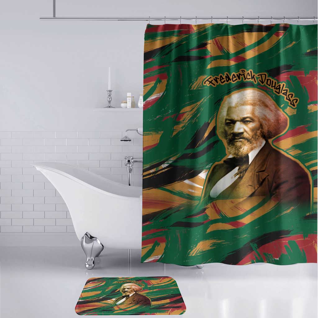 Frederick Douglass Bathroom Set Green Abstract Design Civil Rights Leader Quote on Race and Humanity - African Pride