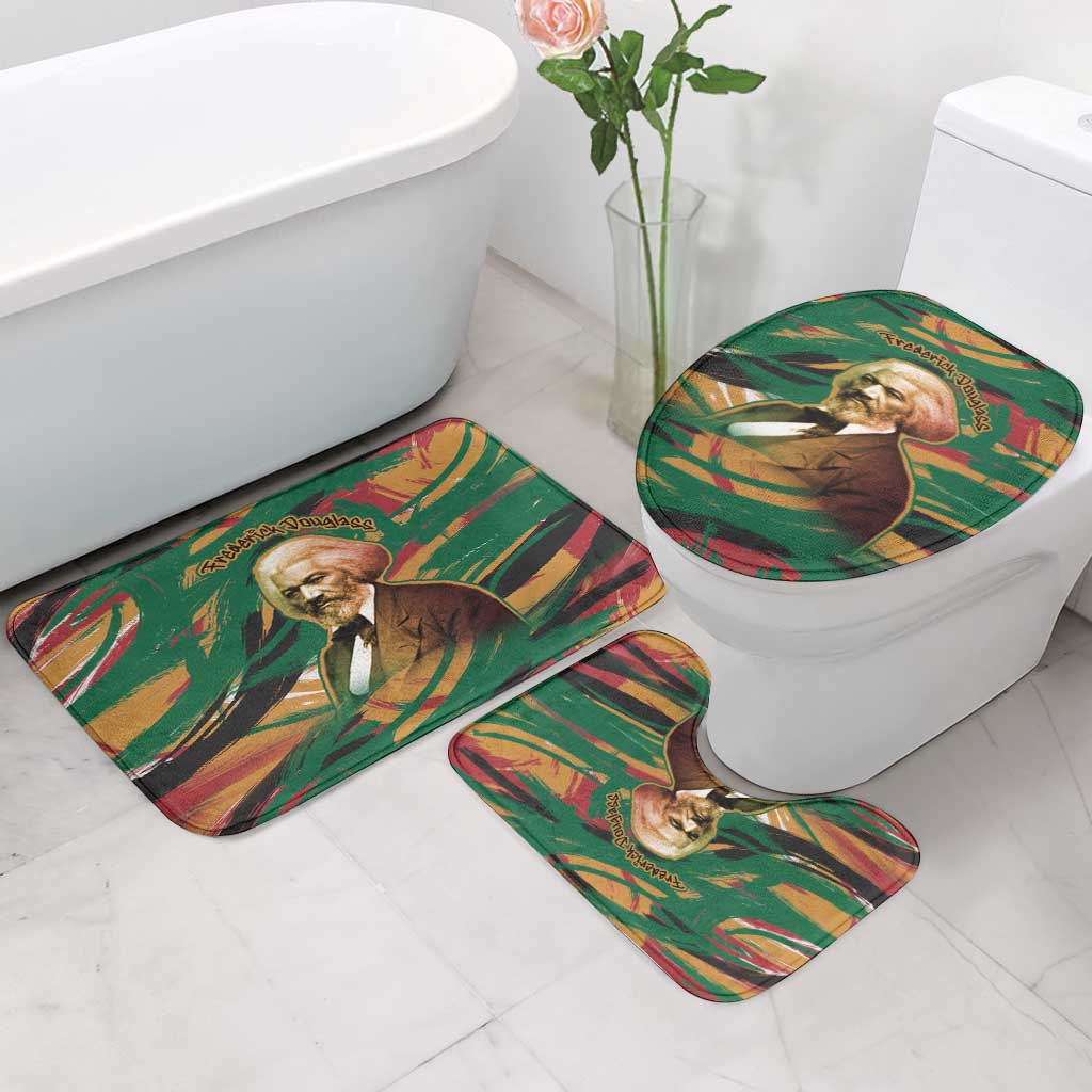 Frederick Douglass Bathroom Set Green Abstract Design Civil Rights Leader Quote on Race and Humanity - African Pride