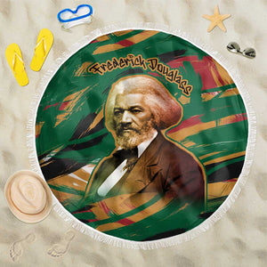 Frederick Douglass Beach Blanket Green Abstract Design Civil Rights Leader Quote on Race and Humanity - African Pride