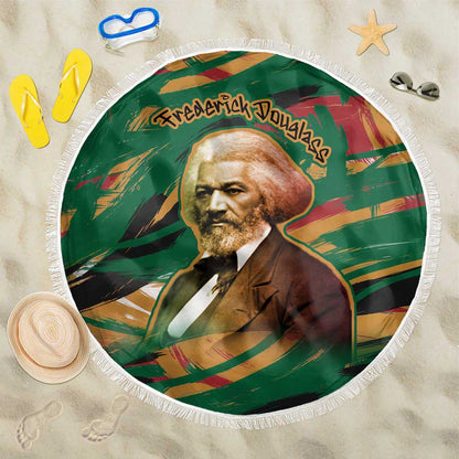 Frederick Douglass Beach Blanket Green Abstract Design Civil Rights Leader Quote on Race and Humanity - African Pride