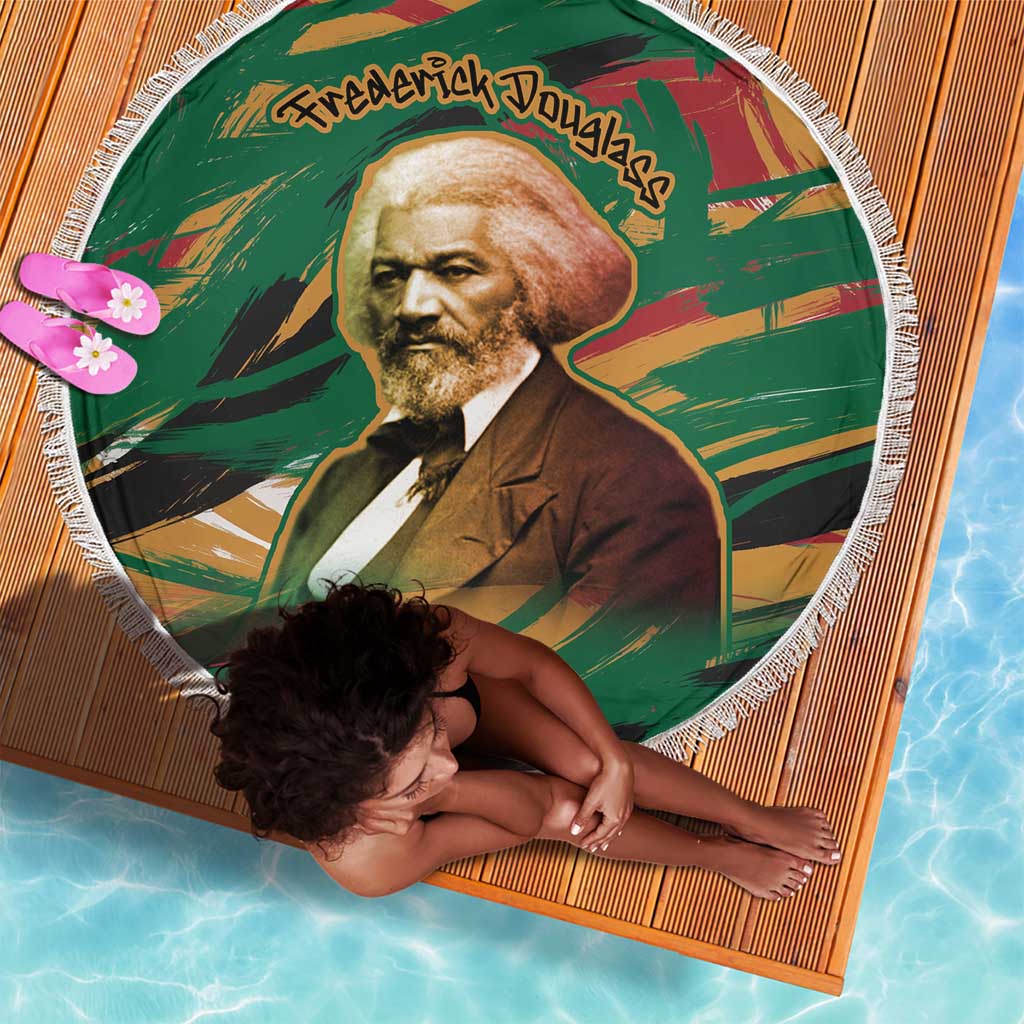 Frederick Douglass Beach Blanket Green Abstract Design Civil Rights Leader Quote on Race and Humanity - African Pride