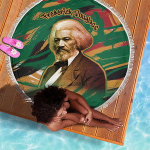 Frederick Douglass Beach Blanket Green Abstract Design Civil Rights Leader Quote on Race and Humanity - African Pride