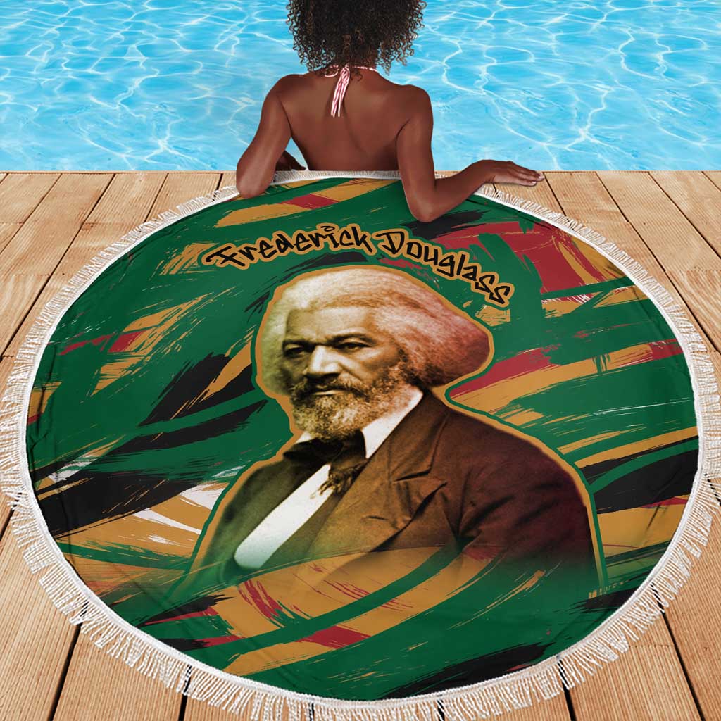 Frederick Douglass Beach Blanket Green Abstract Design Civil Rights Leader Quote on Race and Humanity - African Pride