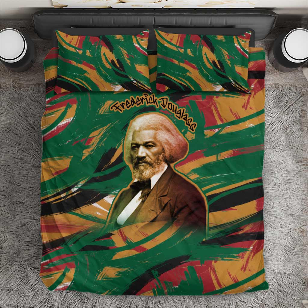 Frederick Douglass Bedding Set Green Abstract Design Civil Rights Leader Quote on Race and Humanity - African Pride