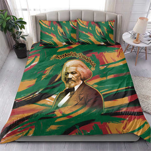 Frederick Douglass Bedding Set Green Abstract Design Civil Rights Leader Quote on Race and Humanity - African Pride