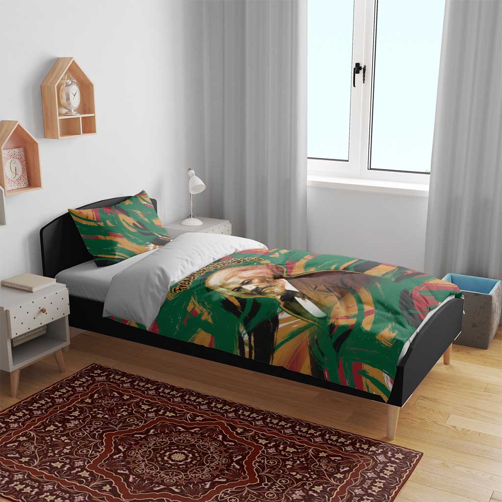 Frederick Douglass Bedding Set Green Abstract Design Civil Rights Leader Quote on Race and Humanity - African Pride