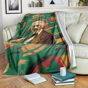 Frederick Douglass Blanket Green Abstract Design Civil Rights Leader Quote on Race and Humanity - African Pride