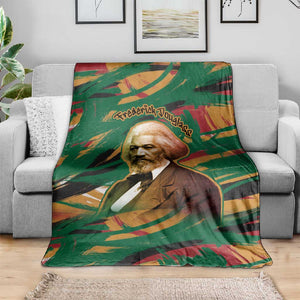 Frederick Douglass Blanket Green Abstract Design Civil Rights Leader Quote on Race and Humanity - African Pride